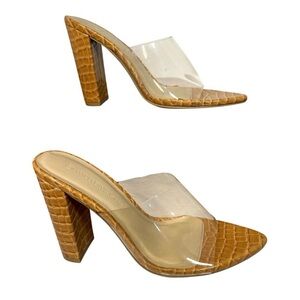 Wild Diva Lounge Lucite Chunky Block Heel Sandals